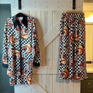 Dressed in LALA Posh Satin Set in Lions, Tigers, Checks, Oh My - NWT!